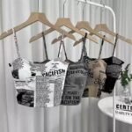 Newspaper Printed Seamless Ice Silk Top Back Wrap Padded Bra